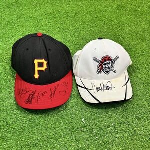 vintage pittsburgh pirates Hat (2) Signed  Unknown Autograph Clint Hurdle‎